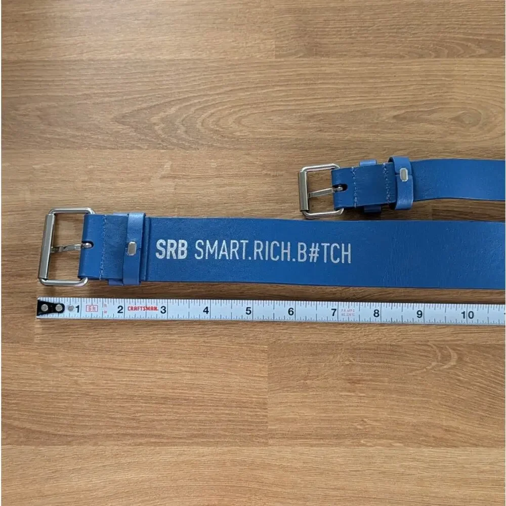 SRB Smart.Rich.B#tch Belt Womens Cobalt Statement Leather Double-wrap Design